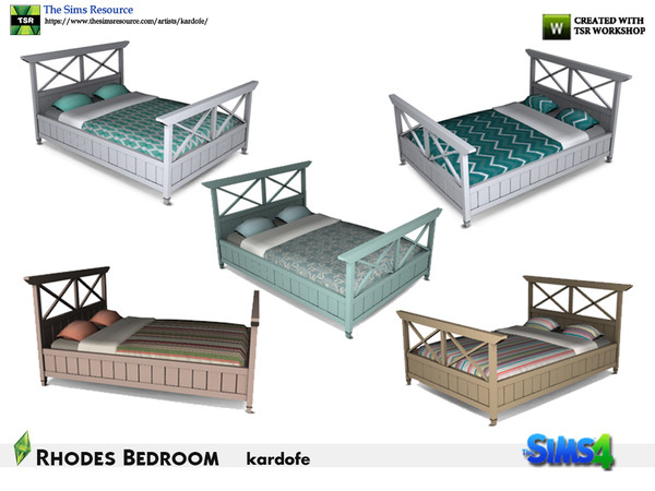 Sims 4 — kardofe_Rhodes Bedroom_Bed by kardofe — Mediterranean style double bed in five different colour options 