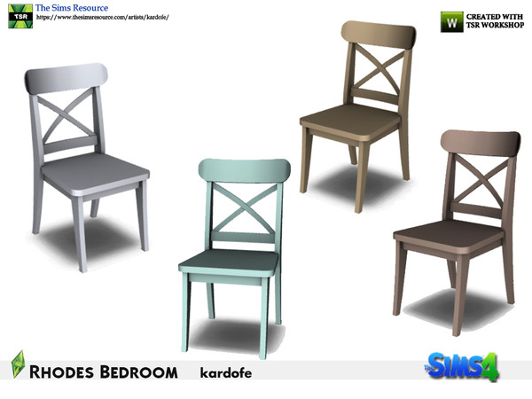 Sims 4 — kardofe_Rhodes Bedroom_Chair by kardofe — Mediterranean style wooden chair, in four colour options 