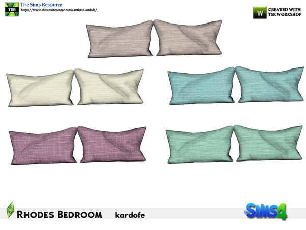 Sims 4 — kardofe_Rhodes Bedroom_Pillow by kardofe — Set of two pillows to be placed on the bed, without any trick. in