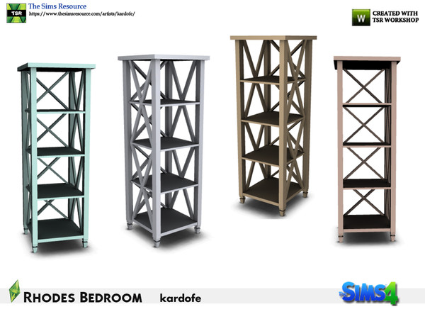 Sims 4 — kardofe_Rhodes Bedroom_Shelving by kardofe — Wooden shelving, Mediterranean style, in four colour options 