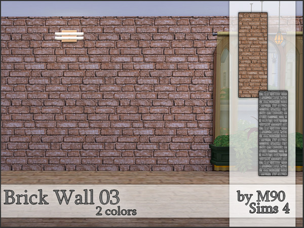 Sims 4 — M90 Brick Wall 03 by Mircia90 — Brick wall in 2 colors. They are suitable for both the external and internal