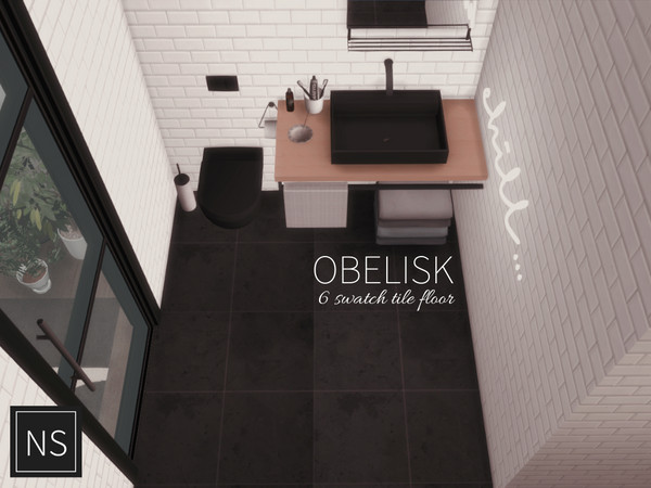 Sims 4 — Networksims - Obelisk Tile Floor by networksims — A concrete tile floor in 6 greyscale colour swatches.