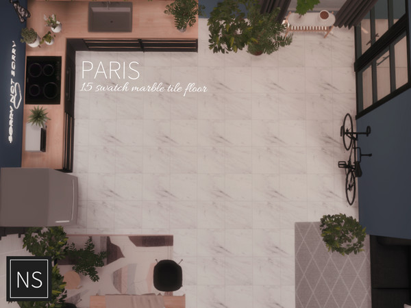 Sims 4 — Networksims - Paris Marble Tiles by networksims — A marble floor split into medium-sized tiles, in 15 greyscale
