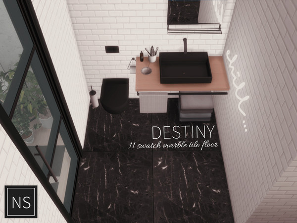 Sims 4 — Networksims - Destiny Marble Floor by networksims — Large marble tiles in 11 greyscale colour swatches.