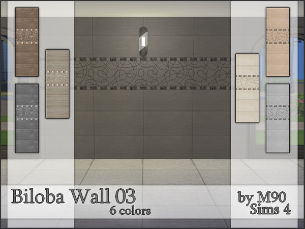 Sims 4 — M90 Biloba Wall 03 by Mircia90 — Tile in 6 colors. 