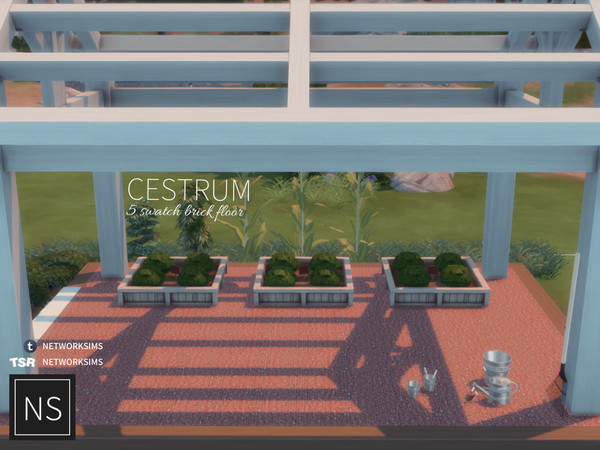 Sims 4 — Networksims - Cestrum Brick Floor by networksims — A small-tile brick floor in 5 pink-brown colour swatches.