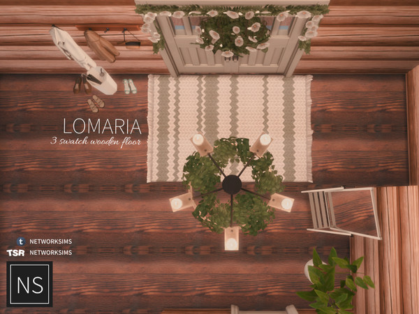 Sims 4 — Networksims - Lomaria Wooden Floor by networksims — Detailed wooden floors in 3 dark brown colour swatches.