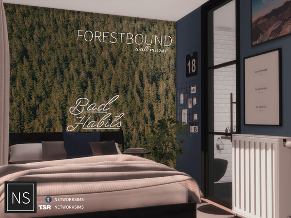 Sims 4 — Networksims - Forestbound Wall Mural by networksims — A 6-piece wall mural of trees from above.