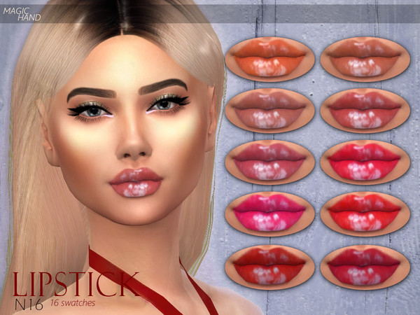 Sims 4 — [MH] Lipstick N16 by MagicHand — --16 available colors-- --Compatible with HQ settings-- --CAS thumbnail--