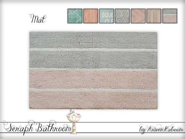 Sims 4 — Seraph Bathroom - Mat by ArwenKaboom — Base game bathroom mat in sever recolors. 