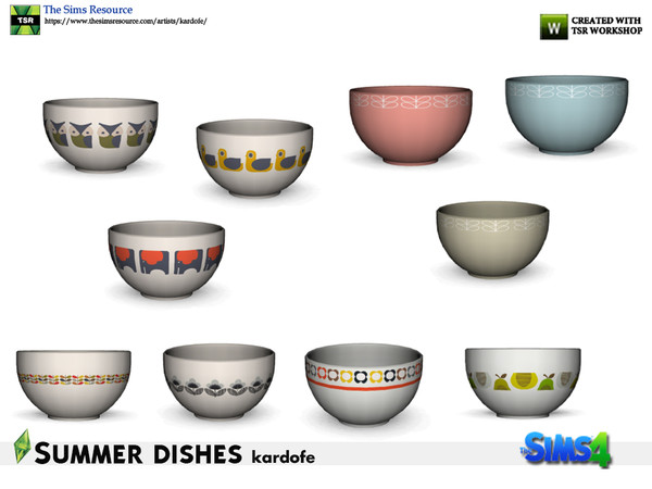 Sims 4 — kardofe_Summer dishes_Bowls 2 by kardofe — Large salad bowl, stackable, in ten color options 