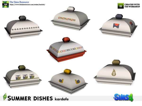 Sims 4 — kardofe_Summer dishes_Butter dish by kardofe — Butter dish, in seven color options 