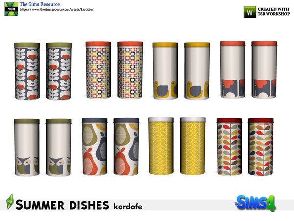 Sims 4 — kardofe_Summer dishes_Container 1 by kardofe — Set of two large round cans in eight colour options 