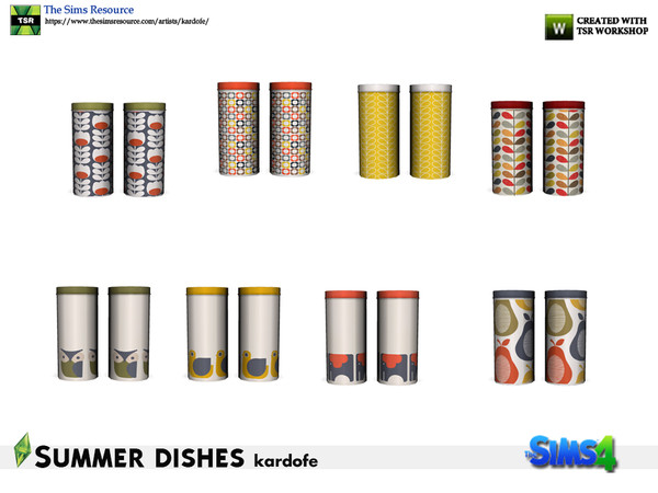 Sims 4 — kardofe_Summer dishes_Container 2 by kardofe — Group of two round cans, small, in eight color options 