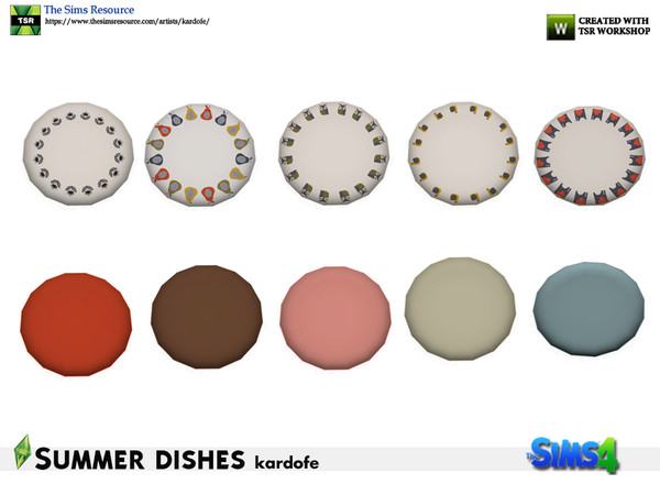 Sims 4 — kardofe_Summer dishes_Dish 2 by kardofe — Flat plate, stackable, decorated in ten different options 