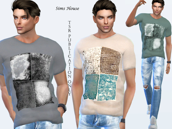 Sims 4 — Men's t-shirt with print four colors by Sims_House — Men's t-shirt with print four colors 8 options.