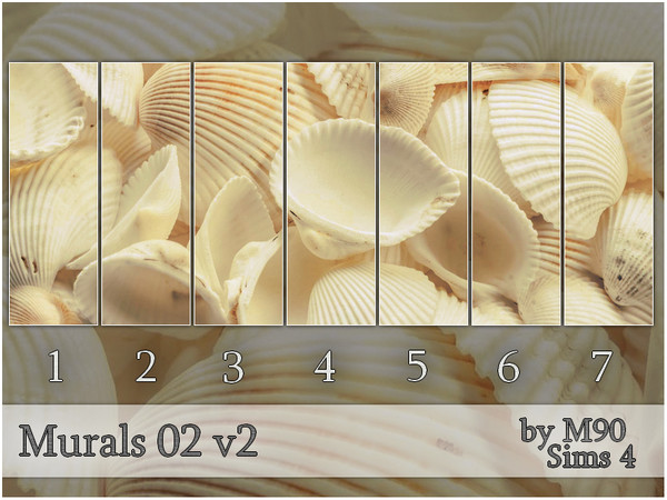 Sims 4 — M90 Murals 02 v2 by Mircia90 — Wall mural with shells.