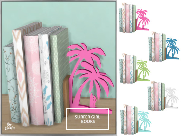 Sims 4 — Surfer Girl Books Deco by Chicklet — Decor Objects to match my Surfer Girl Teen Bedroom set. Requires Base Game