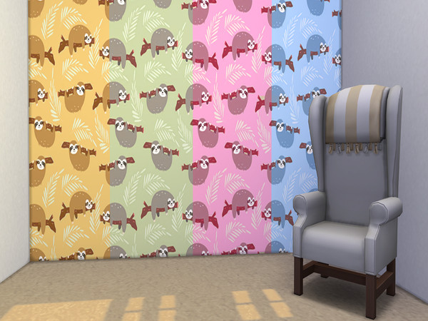 Sims 4 — Lil' Sloth [Wallpaper] by Ashuria — Lil' Sloth wallpaper comes in 4 swatches, and is basegame compatible. 