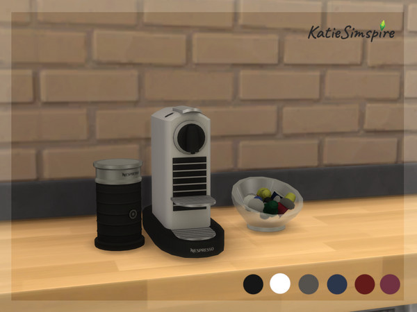 Sims 4 — Nespresso DeLonghi by Katiesimspire — Nespresso coffee machine DeLonghi decoration: 6 swatches: - black - white