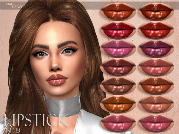 Sims 4 — [MH] Lipstick N19 by MagicHand — --20 available colors-- --Compatible with HQ settings-- --CAS thumbnail--