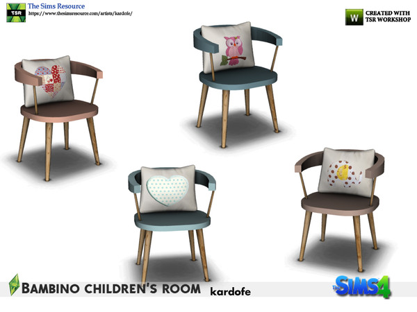 Sims 4 — kardofe_Bambino children's room _Chair by kardofe — Wooden chair with decorated cushion with children's