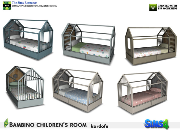 Sims 4 — kardofe_Bambino children's room _Infant bed by kardofe — Baby bed in the shape of a house, in six different