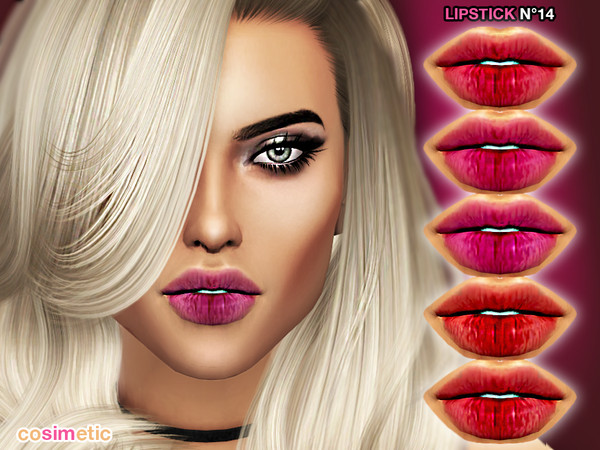 Sims 4 — Lipstick N14 by cosimetic — - This lipstick can use on all genders and from teen to elder. - Contains [ 12]