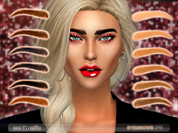 Sims 4 — Eyebrows N9 by cosimetic — - This eyebrow can use on all genders and from teen to elder. - Contains [ 12 ]