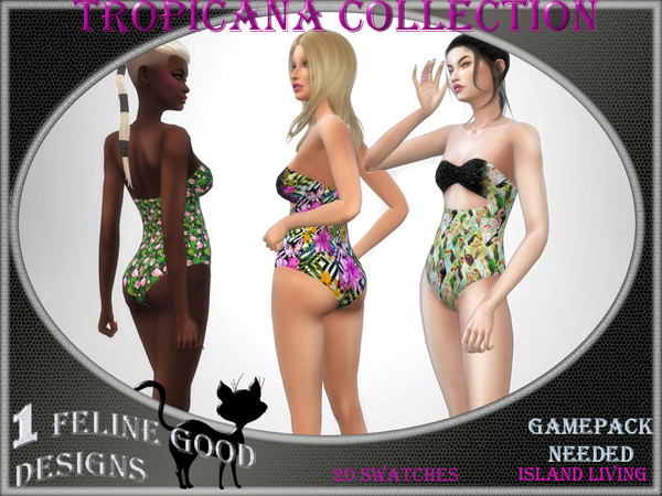 Sims 4 — Tropicana swimsuit 01- Island Living by Merit_Selket — Tropicana Collection 20 swatches Teen - Young Adult -