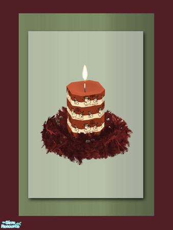 Sims 2 — Christmas Candle - Wreath Red by Shakeshaft — Part of a set of Christmas Candles set in a Wreath to brighten the