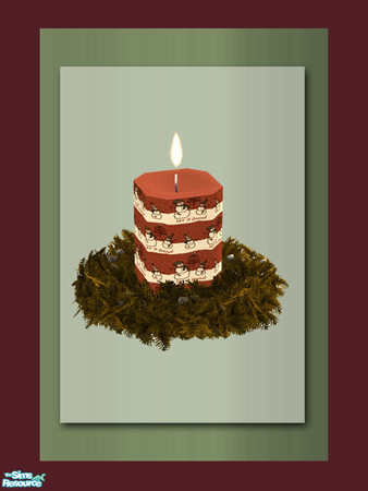 Sims 2 — Christmas Candle - Wreath Gold by Shakeshaft — Part of a set of Christmas Candles set in a Wreath to brighten