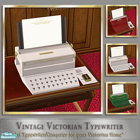 Sims 2 — Vintage Victorian Typewriter - White by Cashcraft — The first Type Writer was produced by E. Z. Simington &