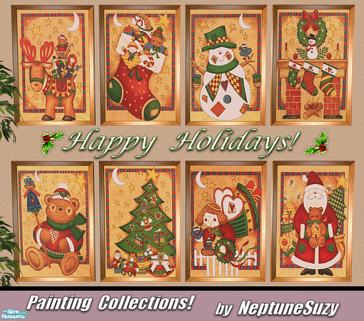 Sims 2 — NSC Painting Set89 - Christmas by Neptunesuzy — Your Sims will love these Holiday Paintings! Enjoy!