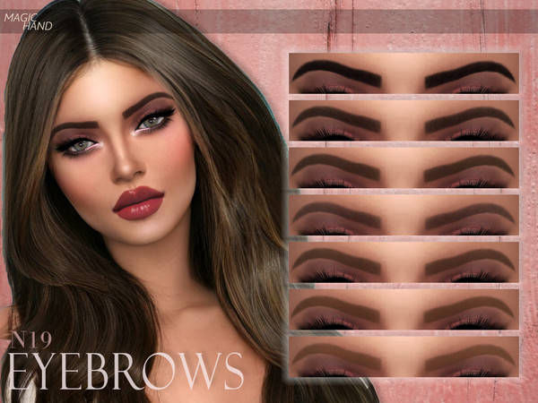 Sims 4 — [MH] Eyebrows N19 by MagicHand — --12 available colors-- --Compatible with HQ settings-- --CAS thumbnail--
