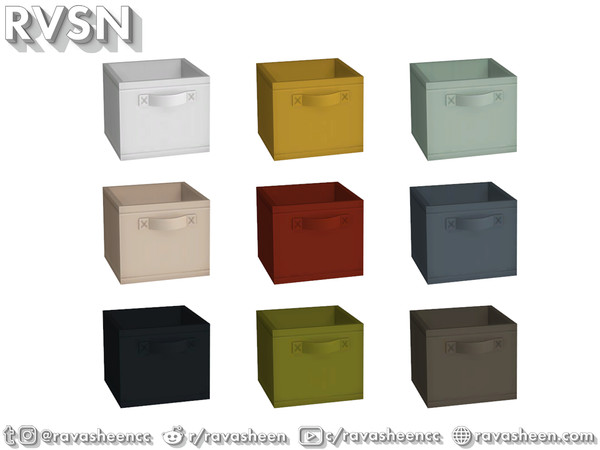 Sims 4 — Storage Squared Decorative Fabric Bin by RAVASHEEN — The ultimate storage system comes in the form of a square!