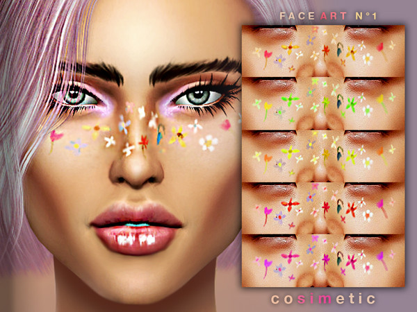 Sims 4 — Face Art / Tattoo N1 by cosimetic — - This tattooo can use on all genders and from teen to elder. - Contains [5]