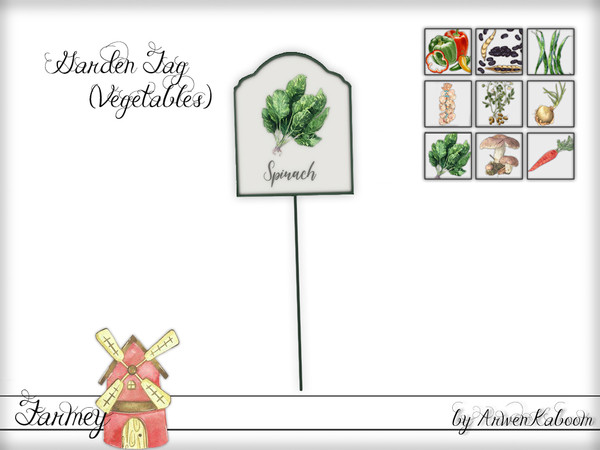 Sims 4 — Farmey - Garden Tag (Vegetables) by ArwenKaboom — Base game garden tag for some vegetables in game. 