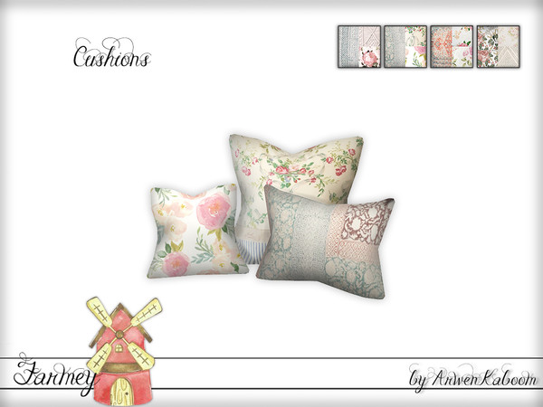 Sims 4 — Farmey - Cushions by ArwenKaboom — Base game cushions for loveseat.