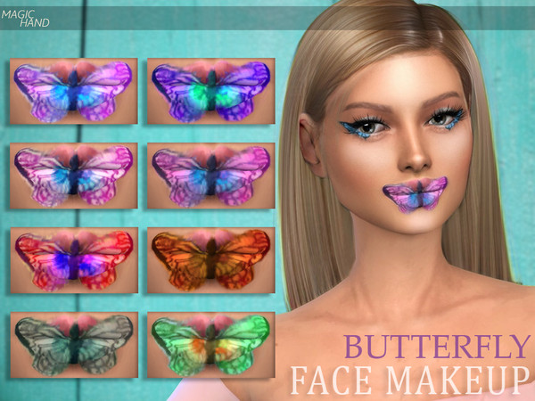 Sims 4 — [MH] Butterfly Face Makeup by MagicHand — --13 available swatches-- --Compatible with HQ settings-- --CAS