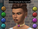 Sims 4 — Gold Broached Earring/Choker Set by GuyC_UK — Gold Broached Earring and Choker Set comes with 8 Colour Swatches