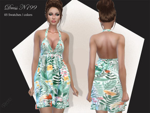 Sims 4 — Dress N199 by pizazz — NEW MESH included with download Base game 05 colors / swatches HQ - LODS - MAPS 