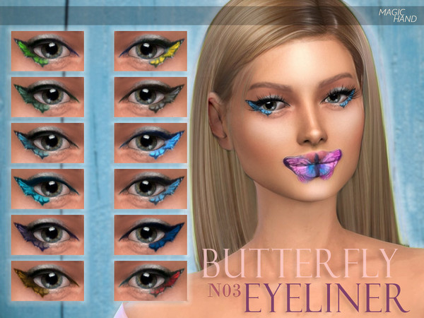 Sims 4 — [MH] Eyeliner N03 by MagicHand — --12 Swatches-- --Compatible with HQ settings-- --CAS thumbnail-- Enjoy!