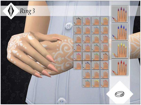 Sims 4 — Ring 3 by AleNikSimmer — Recolor of my claws to mimic a slightly shiny nail polish. The mesh is the same but