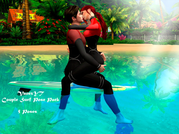 Sims 4 — Couple Surf Pose Pack-PLEASE READ INSTRUCTIONS by -Vane- — Pose inspired by surfboards and couples They are a