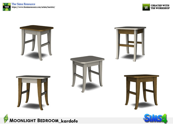 Sims 4 — kardofe_Moonlight Bedroom_Stool by kardofe — Wooden stool for use in the boudoir, in five different options with