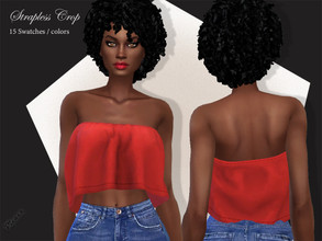 Sims 4 — Strapless Crop Top by pizazz — NEW MESH included with download Base game 15 colors / swatches HQ - LODS - MAPS