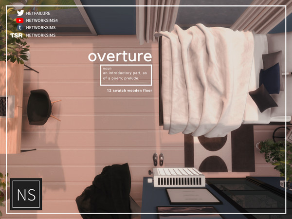 Sims 4 — Overture Wooden Floor - Networksims by networksims — A 12-swatch floor of smooth wooden planks.