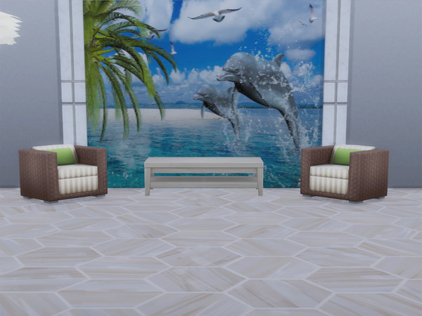 Sims 4 — Dolphin Mural by Sim_Creator_Ann — A cute dolphin mural. It's 4 tiles wide.