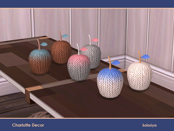 Sims 4 — Charlotte Decor. Knitted Apple by soloriya — Knitted Apple. Part of Charlotte Decor set. 6 color variations.